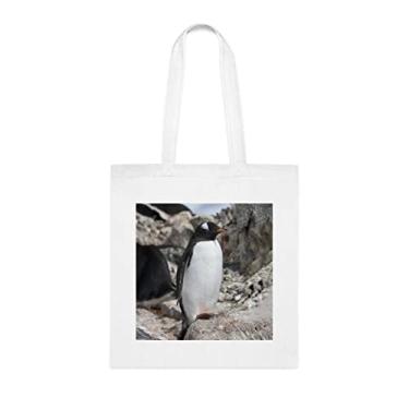 Imagem de Sacola de pinguim Gentoo, presente de sacola de pinguim Gentoo, bolsa de ombro de pinguim Gentoo, bolsas reutilizáveis para pinguim Gentoo, ideia de presente para ela, presente para ele, bolsa feminina, Branco