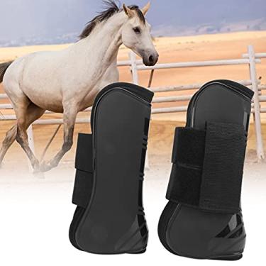 Imagem de Botas de tendão de cavalo, cinta leve Botas de proteção para saltos com amortecimento de choque para proteção da competição(black, A pair of enlarged front legs)