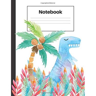 Imagem de Notebook: Dinosaur T Rex, Palm Tree, Ferns, Handwriting, Notebook Home Office School Student Teacher Homeschool, 7.4 x 9.7 in, 200 pages kids, school, home, students, teachers