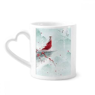 Imagem de Caneca de aquarela chinesa selada com um beijo caneca de café cerâmica copo de coração de vidro