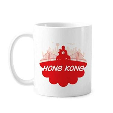 Imagem de Red Outline China Hongkong Caneca cerâmica café porcelana xícara louça