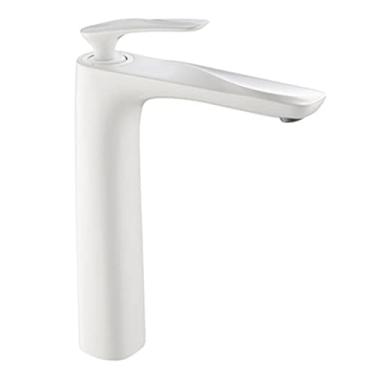 Imagem de LIDON Torneira de banheiro latão um furo, torneira de pia de banheiro latão de alça única, torneira de banheiro latão de furo único, para banheiro, cromo B (cor: branco B)