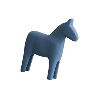 Imagem de ORFOFE Ornamento Pequeno Cavalo De Madeira Figura Do Cavalo Arte De Escultura Em Madeira Esculturas De Animais De Madeira Dal Balanço Cavalo Sem Pintura Único Escritório Armário Estante
