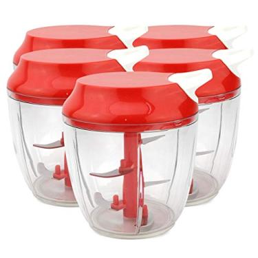 Imagem de KIT 5 Processadores Trituradores Manual 5 Lâminas 1200ml Vermelho