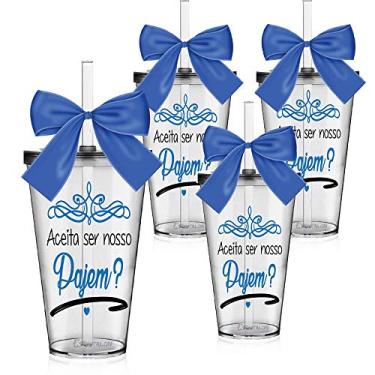 Imagem de 4 Copos Convite Personalizados para Pajem
