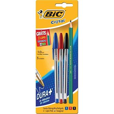 Imagem de BIC, Kit 3 Unidades Canetas Esferográficas + 1 Unidade Lápis Preto Evolution Grafite HB#2