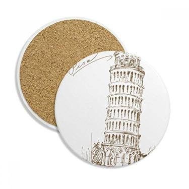 Imagem de Torre inclinada de Pisa Itália Caneca porta-copos Pisa com proteção de mesa Pedra absorvente