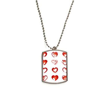 Imagem de DIYthinker Colar para animais de estimação com corrente de aço inoxidável, desenho vermelho, corações do Dia dos Namorados