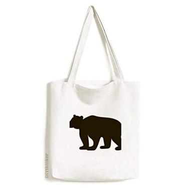 Imagem de Bolsa sacola de lona com estampa de animal fofa de urso preto