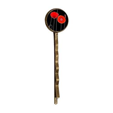 Imagem de Abstract Red Circle Flowers Line Art Corn Retro Metal Hair Bobby Pin Headwear