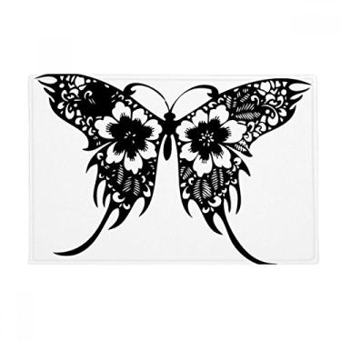 Imagem de DIYthinker Tapete de borboleta estilo chinês com asas florais, tapete antiderrapante para porta de banheiro