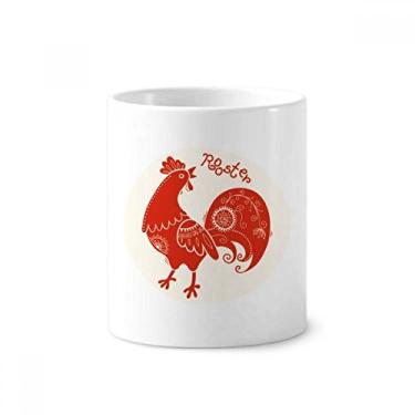 Imagem de Year of Rooster Animal China Zodíaco Vermelho Escova de Dentes Caneca Suporte de Cerâmica Suporte Lápis Copo