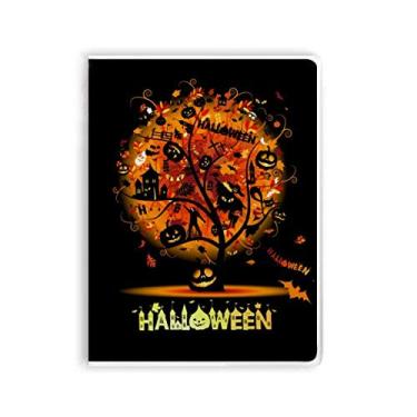 Imagem de Diário de capa macia com estampa de árvore de desenho de Halloween