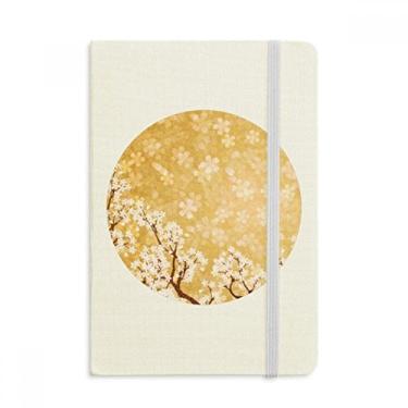 Imagem de Caderno Sakura com estampa de pétalas brancas japonesas capa dura diário clássico A5