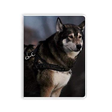 Imagem de Diário de capa macia Dog Husky Animal Lonely Night