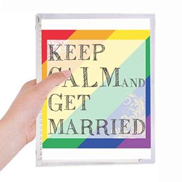 Imagem de LGBT Caderno com a bandeira do arco-íris Get Married com folhas soltas e diário recarregável
