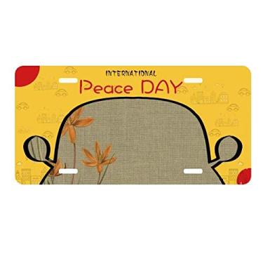 Imagem de DIYthinker Placa de licença bordada com design tradicional de orquídea de linho, etiqueta para decoração de carro, dia da paz