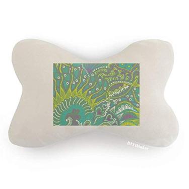 Imagem de DIYthinker Almofada de apoio de cabeça para decoração de pescoço com estampa abstrata de peixes verdes