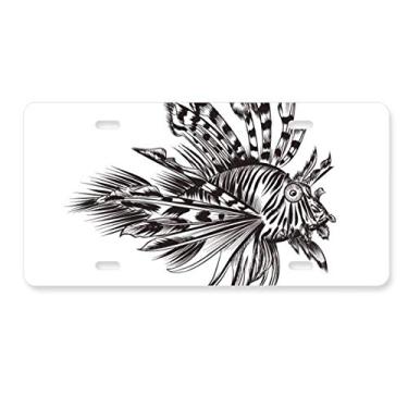Imagem de DIYthinker Placa de carro com ilustração de peixe preto, acessório de aço inoxidável para decoração de carro