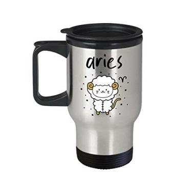 Imagem de Caneca de viagem Áries - Caneca do zodíaco de Áries - Presentes de astrologia - Copo isolado de 400 ml
