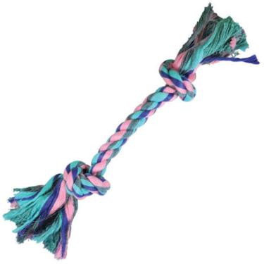 Imagem de Brinquedo Mordedor Corda Dental Bone Azul e Rosa para Cães - Tam. P
