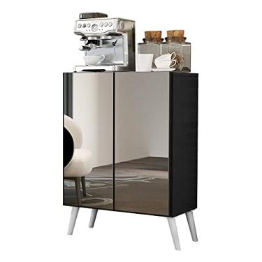 Imagem de Aparador Buffet 2 portas com Espelho Retrô Vegas Multimóveis V3613 Preto/branco