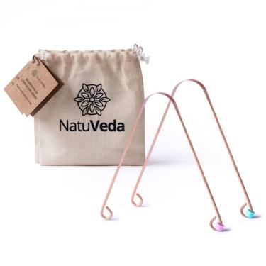 Imagem de Raspador Limpador 100% Cobre Puro Higienizador De Língua Ayurveda - Kit com 2 Raspadores de língua NatuVeda
