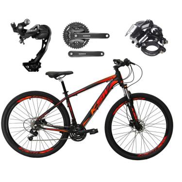 Imagem de  Bicicleta Aro 29 Ksw Xlt Alumínio Câmbio Traseiro Shimano Alívio e Altus 27v Freio Hidráulico Garfo Com Trava - Preto\Vermelho\Laranja