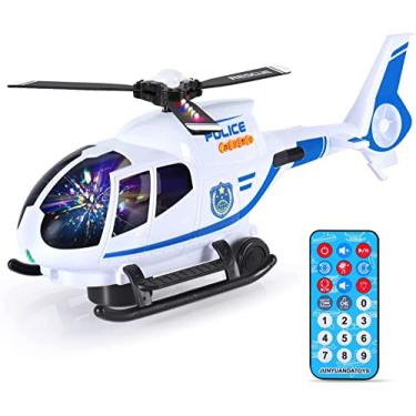 Imagem de Helicóptero Bombeiro Bate Volta Com Controle Remoto Etitoys Brinquedo Infantil com Sons e Luzes Branco