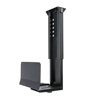 Imagem de Suporte de CPU ajustável sob a mesa suporte de PC Suporte de CPU Suporte de chassi de metal Suporte de base de chassi suspenso Suporte de base de armazenamento de resfriamento Prateleiras Suporte de torre de PC (Cor: Preto)