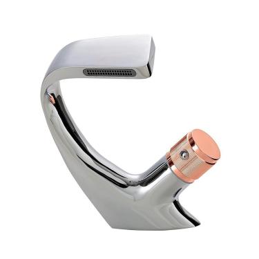 Imagem de Torneira Para Banheiro Cascata Misturador Monocomando Baixa Cairu Pingoo.casa - Prata E Rose