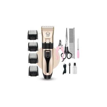 Imagem de Kit Máquina De Tosa Pets Gato Cachorro Tosador Profissional aparador de pelos para animais de estimação 4 em 1, sem fio e recarregável