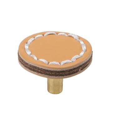 Imagem de Puxadores de gaveta de móveis de couro nórdico puxadores de porta de armário guarda-roupa puxa ferragens de móveis, redondo amarelo