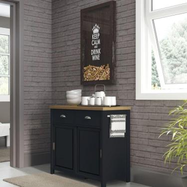 Imagem de Aparador Chá 2 Portas de Correr 2 Gavetas Ba-145 Denver Ditália Móveis Preto