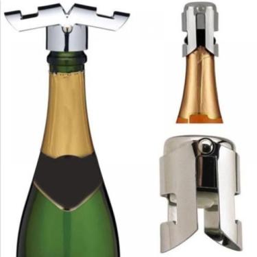 Imagem de Tampa Para Champagne Espumante Rolha Inox Design De Luxo - Inox - Spm