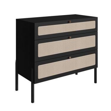 Imagem de Cômoda Oslo 3 Gavetas Preta e Nero