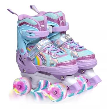 Imagem de Patins Quad 4 Rodas Infantil Juvenil Menina Ajustável com Rodas iluminadas LED
