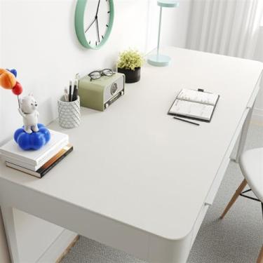 Imagem de UEAUY Tapete de mesa de couro PU antiderrapante à prova d'água protetor de mouse pad grande para mesa, escritório e trabalho em casa, branco 50 x 160 cm