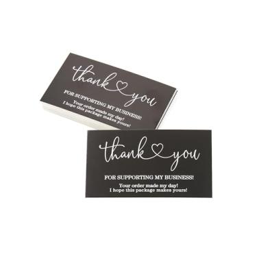 Imagem de LIGHUFEIC 160 peças, preto, obrigado por apoiar meus pequenos cartões de visita, pequenos cartões de agradecimento pelo seu pedido, design com verso personalizável - ideal para lojas, boutiques e