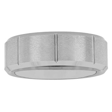 Imagem de STEEL NATION JEWELRY Aliança de casamento masculina de carboneto de tântalo 8 mm com acabamento escovado e acabamento escovado com sulcos verticais, Metal, Sem pedra preciosa