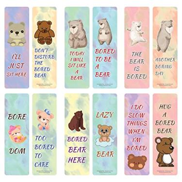Imagem de Creanoso Marcadores de livro Bored Animal – Tema de urso (2 conjuntos x 6 cartões) – Conjunto de cartas inspiradoras diárias – Cortador de página de livro interessante – Ótimo presente para adultos e