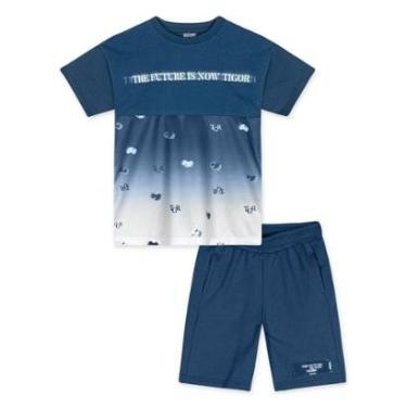 Imagem de Tigor Conjunto Camiseta Estampada e Bermuda Azul-Masculino