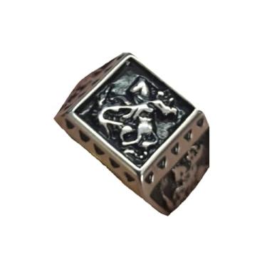 Imagem de Anel Masculino Dedeira São Jorge Aço Inox Aço 316l Quadrado Guereiro (tam.19)