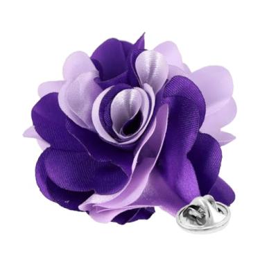 Imagem de Vittorio Vico Broche de lapela de flor de dois tons premium - lapela formal para homens, broche de flor, 2.5" (6.36CM), Poliéster, Não aplicável
