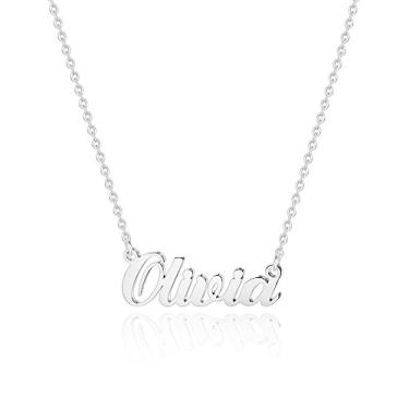 Imagem de Hidepoo Colar com nome personalizado – Colar com pingente de nome de aço inoxidável, corrente delicada com nome de letra, joias personalizadas, presentes para mulheres, Metal