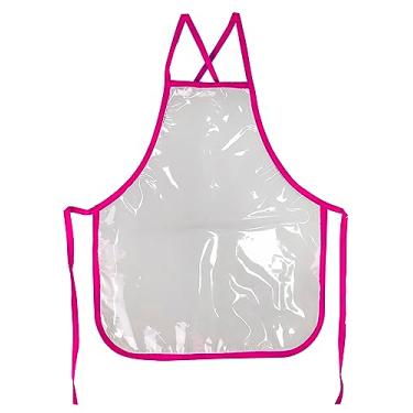 Imagem de Avental Infantil Maxcril – Avental Escolar liso transparente rosa 48 × 39 cm para Pintura e Artes