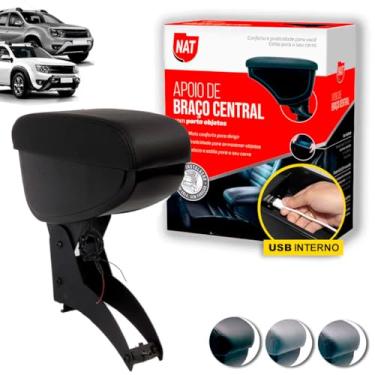 Imagem de Apoio de Braço Renault Duster E Oroch Ano 2011 Até 2018 EFM C/Usb (Preto C/Linha Preta)
