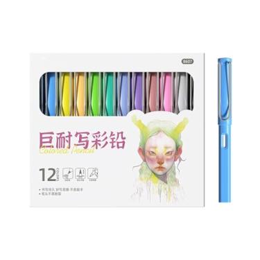 Imagem de Joucien Caixa com 12 lápis de desenho de estudante de 12 cores, caixa de 12 lápis de cor lisa - HB