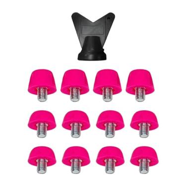 Imagem de shamjina 12pçs pontas de sapato de futebol, acessórios de sapatos de pista m5 com chave, chuteiras de bota de futebol de relvado, pinos de rugby para, rosa vermelho