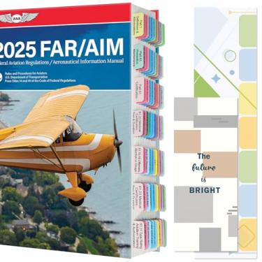 Imagem de Guias de índice FAR/AIM 2025 para piloto privado, 80 peças de abas laminadas e codificadas por cores, com guia de alinhamento e marcador, resistente a rasgos e à prova d'água